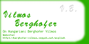 vilmos berghofer business card